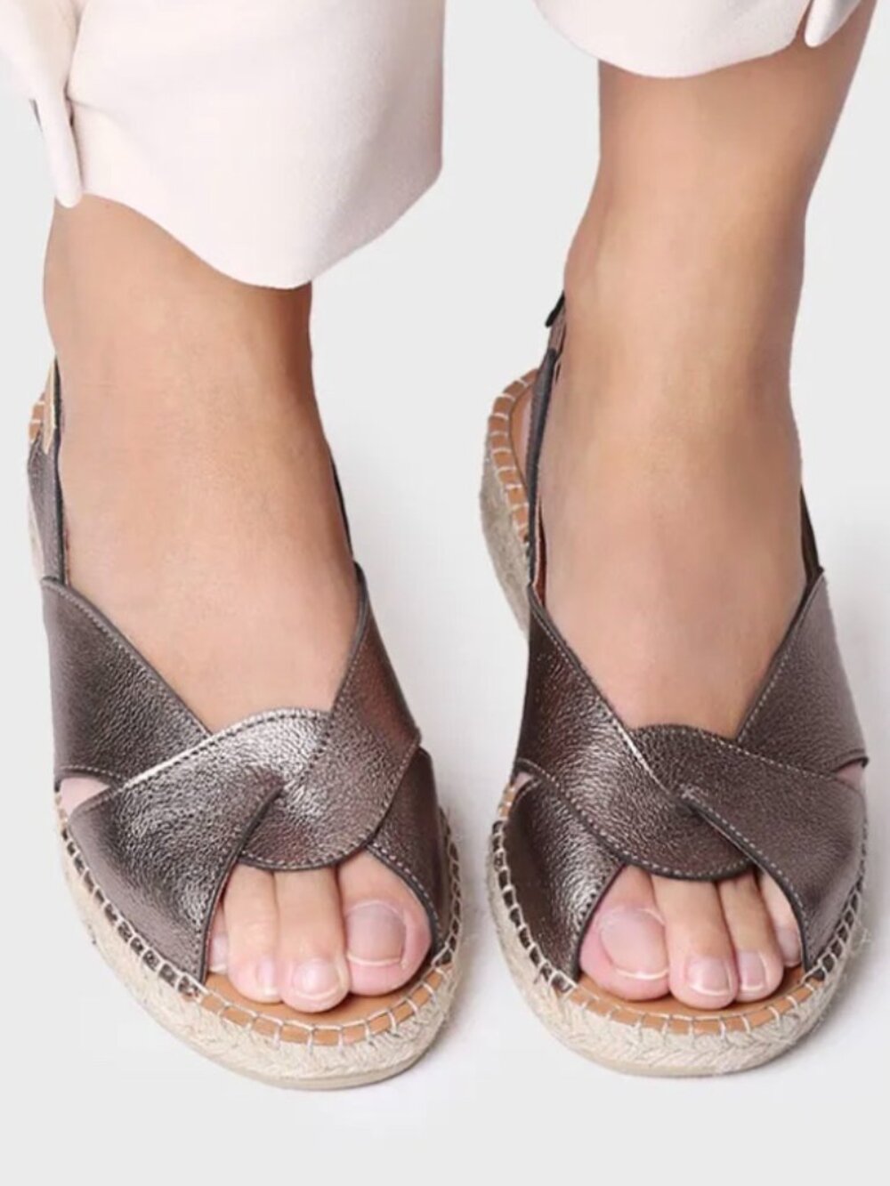 Toni Pons Enola P Leather Slingback Espadrilles In Bronze Women's size 39 / 8